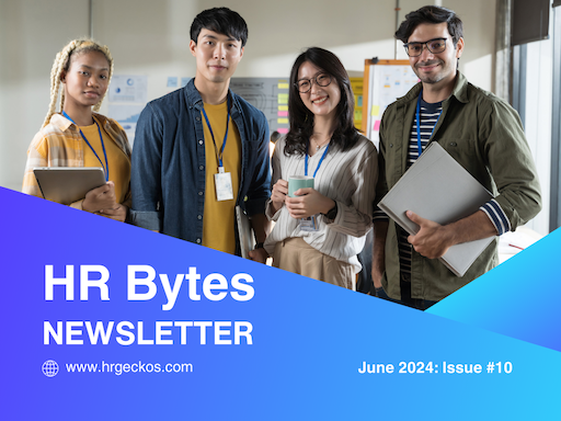 HR Bytes newsletter June 2024 cover featuring the latest updates and insights in human resources and workplace trends.